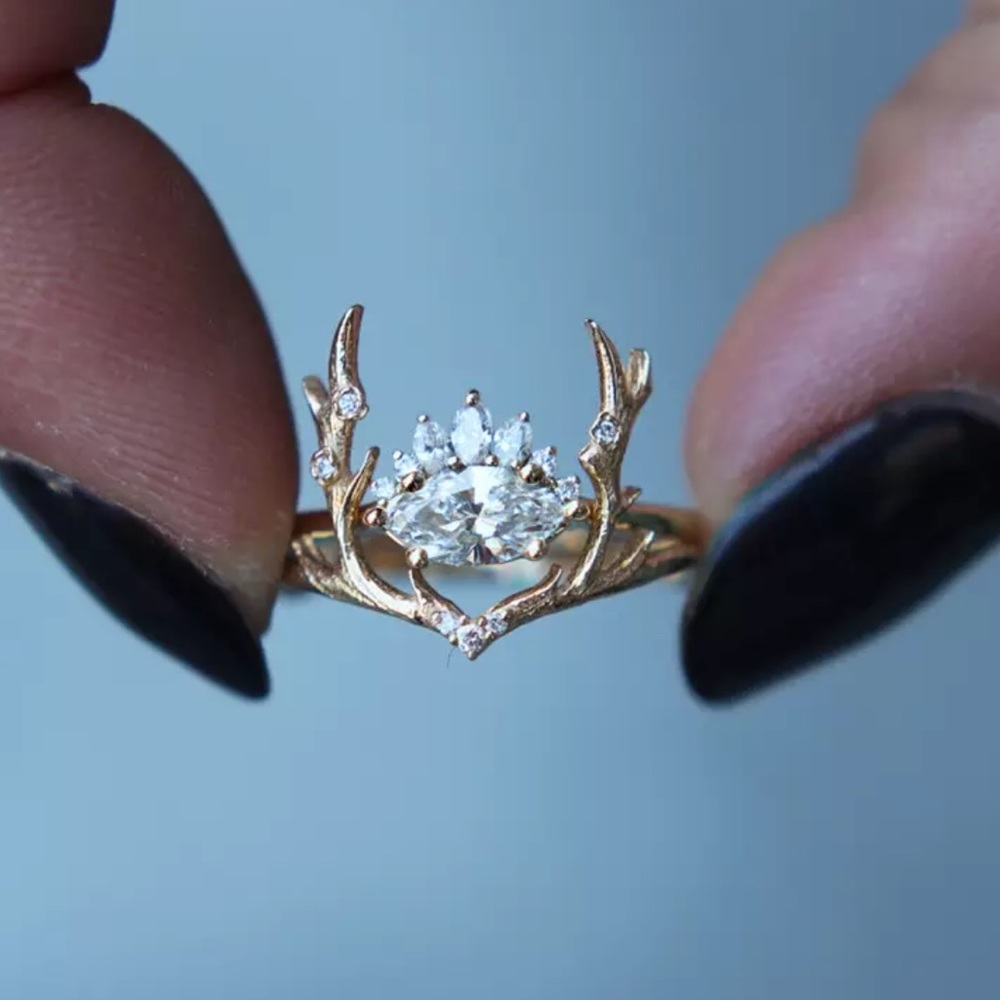 🍂🍁Rose Gold Antler Deer Ring🍁🍂